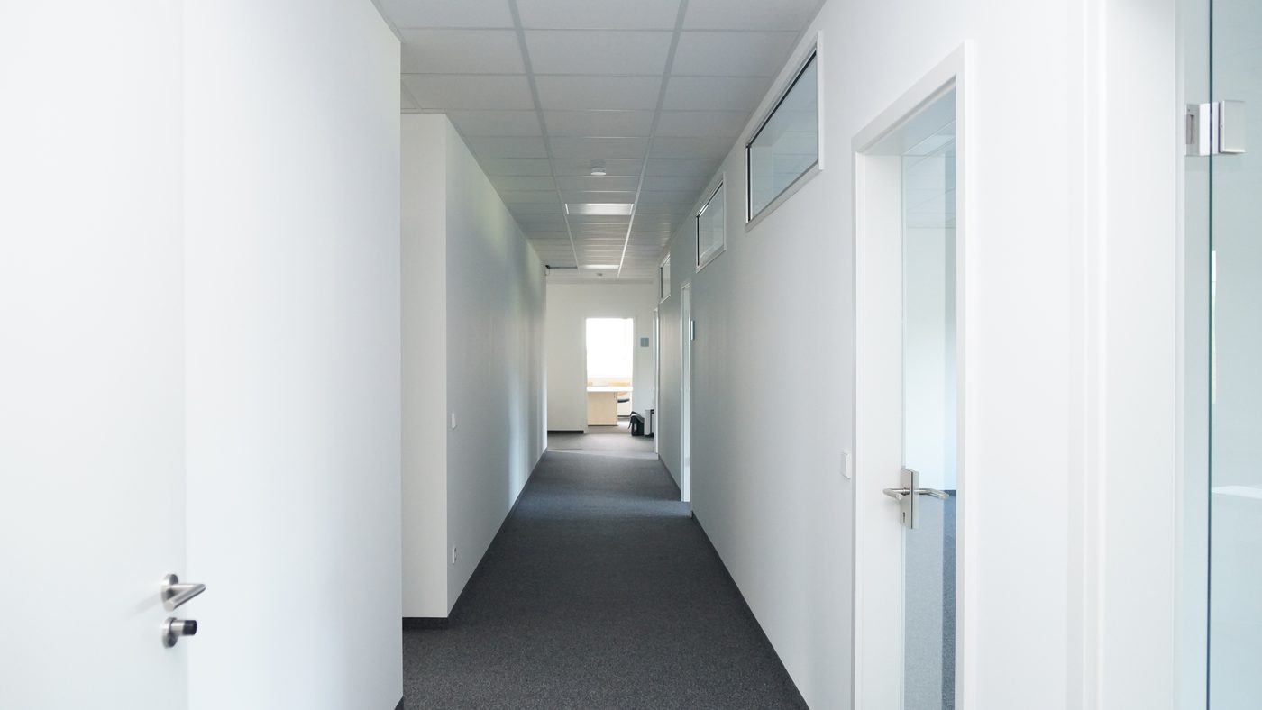 Zentrale Flurerschließung mit Glastürelementen